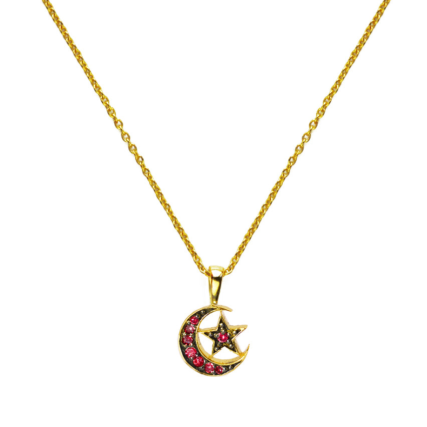 Stevie Necklace Ruby Moon and Star – Sweet Marie Jewellery