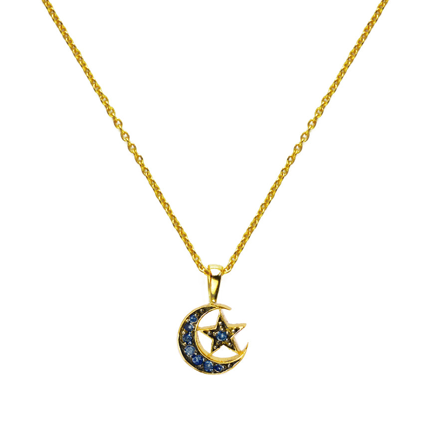 Stevie Necklace Sapphire Moon and Star – Sweet Marie Jewellery