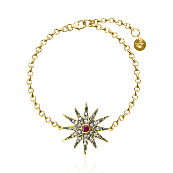 The Ophelia Bracelet - Diamond and Ruby Star