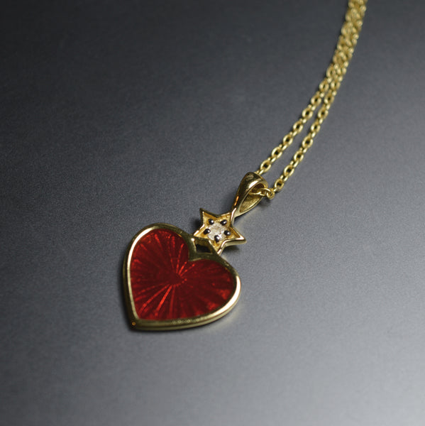 Amy Heart Necklace Red Enamel and Diamond