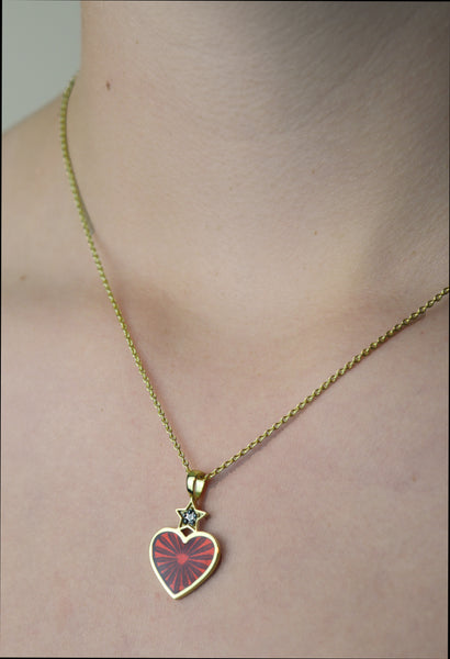 Amy Heart Necklace Red Enamel and Diamond