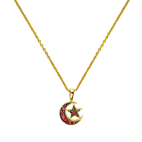 Stevie Necklace - Ruby Moon and Star