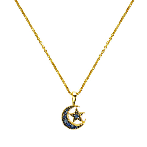 Stevie Necklace - Sapphire Moon and Star
