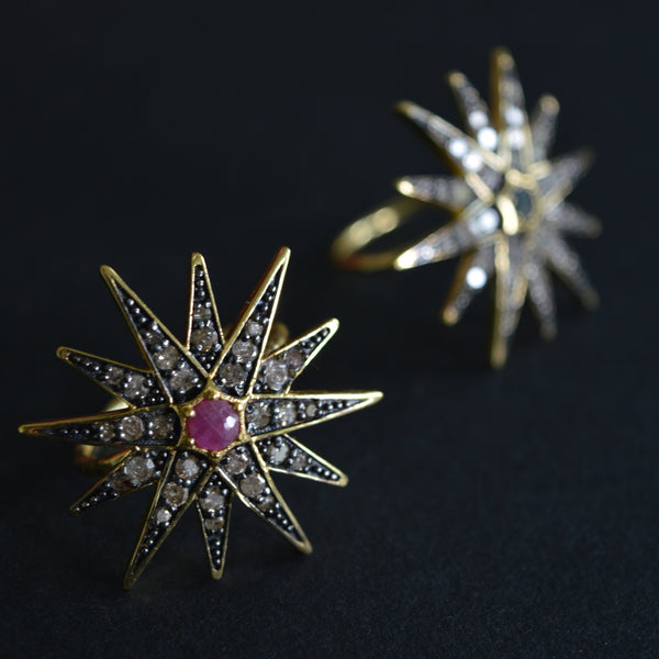 The Ophelia Ring in Sapphire or Ruby Centre
