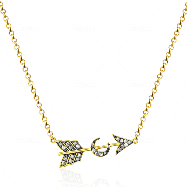 Louise necklace - Diamond Arrow and Moon