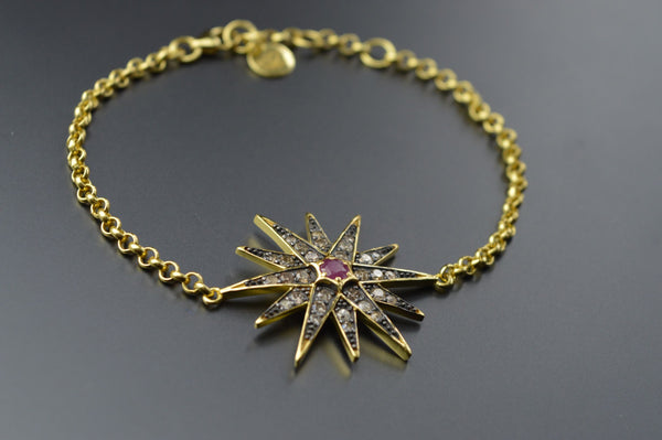 The Ophelia Bracelet - Diamond and Ruby Star