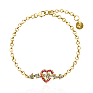 Patti Bracelet - Ruby and Diamond Heart with Lightening motif