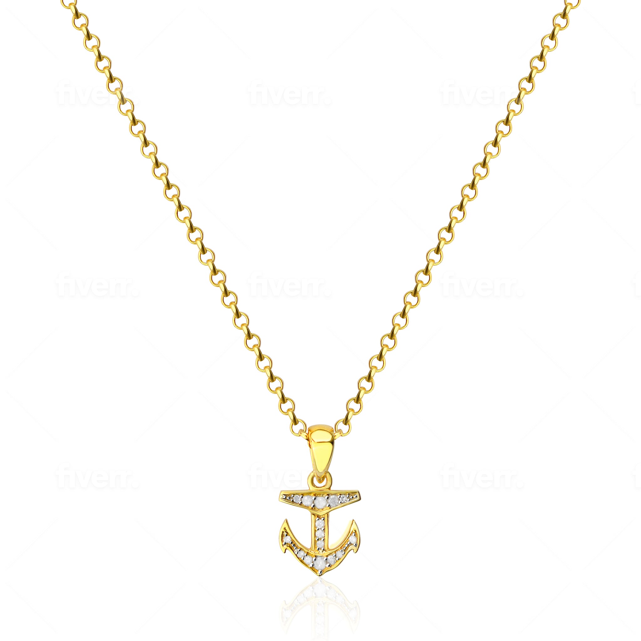 Melinda Necklace - Small Diamond Anchor