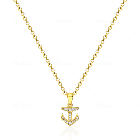 Melinda Necklace - Small Diamond Anchor