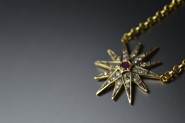 Ophelia Necklace - Diamond and Ruby Star