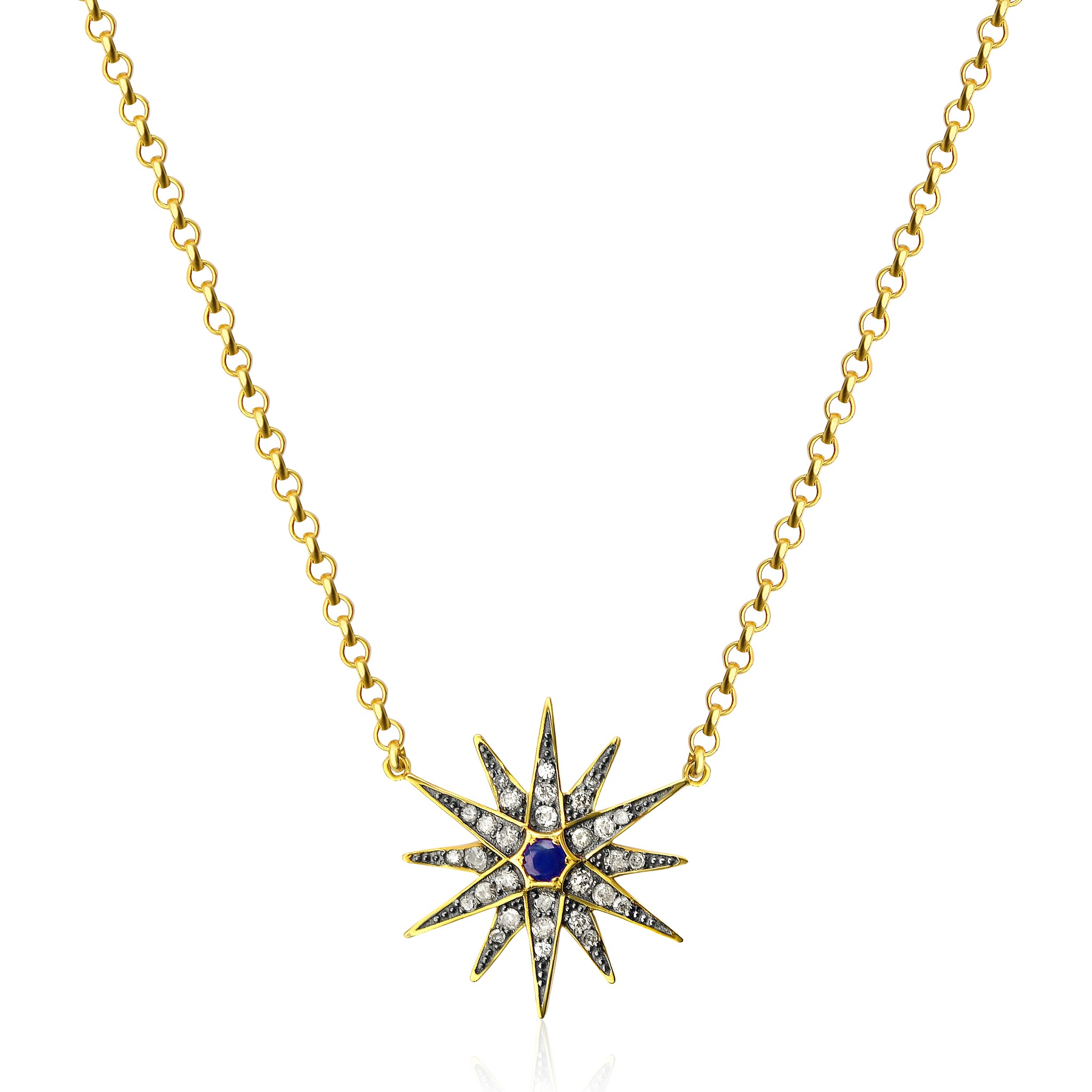 The Ophelia Necklace - Diamond and Sapphire Star