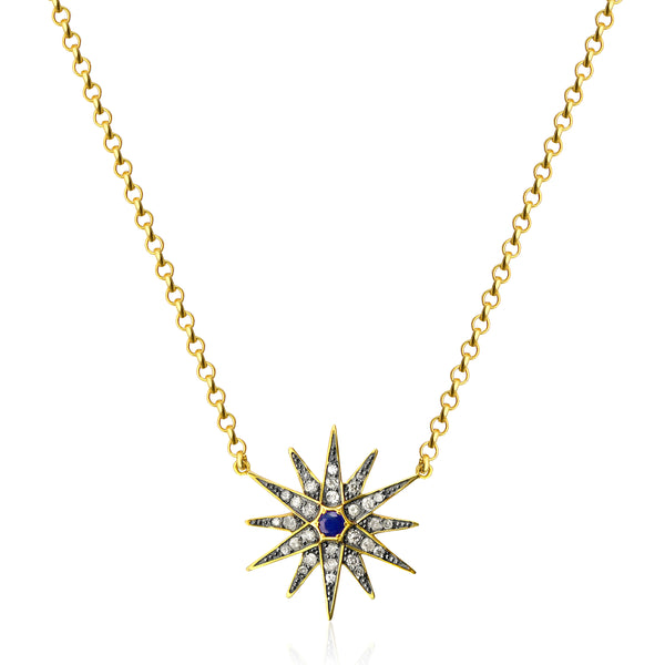 The Ophelia Necklace - Diamond and Sapphire Star