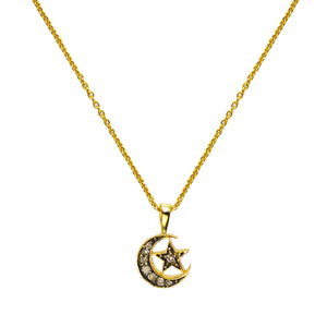 Stevie Diamond Moon and Star Pendant on chain