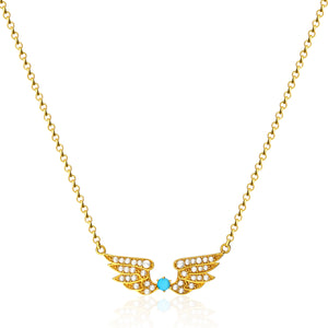Sara Necklace - Wings with Seed Pearls and Turquoise