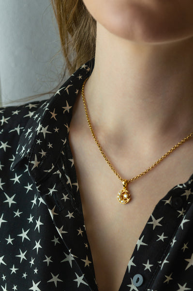 Corrina Necklace - Pearl Moon and Star